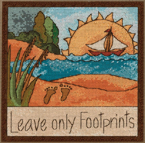 "Leave only footprints" stitch kit coastal beach design