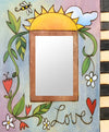 "Sweet Pea McB" Picture Frame – Lovely artisan printed picture frame with flowering vine motif, "Love" front view