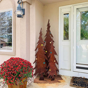 Tall Pencil Tree Sculpture – These showstopper tree sculptures would look perfect alone or grouped at your front door, within your landscaping, near the fireplace, or as a Christmas card display during the holidays - so versatile! displayed at a front door with magnets