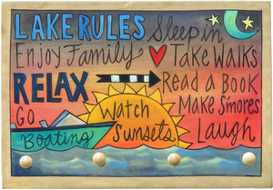 "The Lake Rules" Key Ring Plaque – Make great memories" at the lake key rack