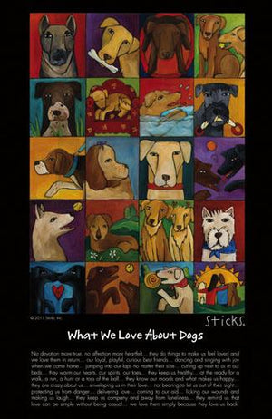 WWLA Dogs Poster –  "What We Love About Dogs" poster with adorable furry friends motif
