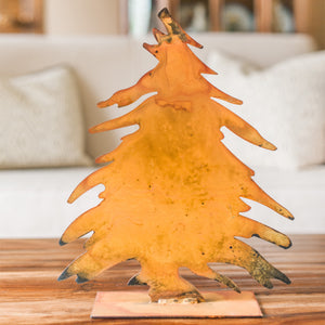 Wide Tree Sculpture – This tree silhouette adds a great Northwoods, cabin touch to any shelf year round and makes a perfect Christmas tree tabletop display during the holidays main view