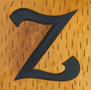 Sincerely, Sticks "Z" Alphabet Letter Plaque option 2 with vertical hash marks