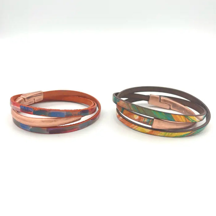 Leather Triple Wrap Bracelet - Copper (Assorted)