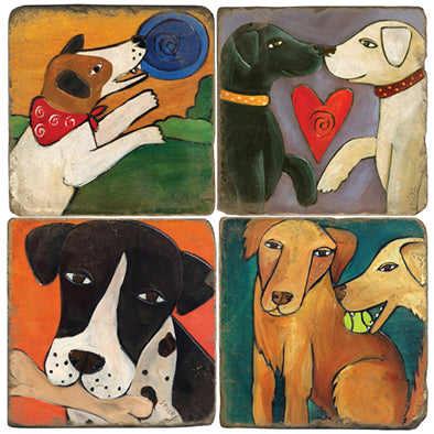 Dogs Marble Coaster Set