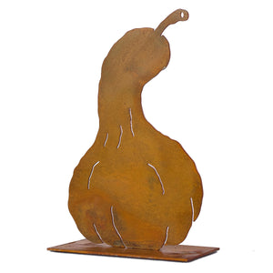 Gourd Sculpture – Patinaed short, stout metal gourd sculpture is the perfect addition to your fall decorations and looks best grouped with more pumpkin sculptures on a white background