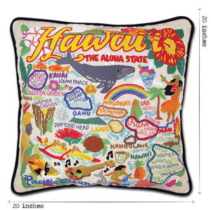 Hawaii Isles Hand-Embroidered Pillow -  Aloha, this original design celebrates the Hawaiian Isles