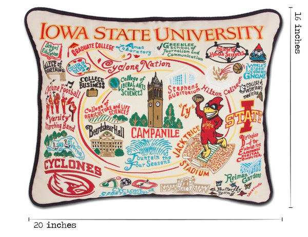 Iowa State University Hand-Embroidered Pillow -  This original design celebrates Iowa State University. Go Cyclones!