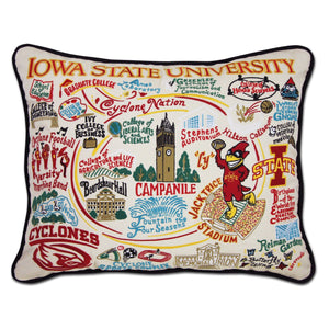 Iowa State University Hand-Embroidered Pillow -  This original design celebrates Iowa State University. Go Cyclones!
