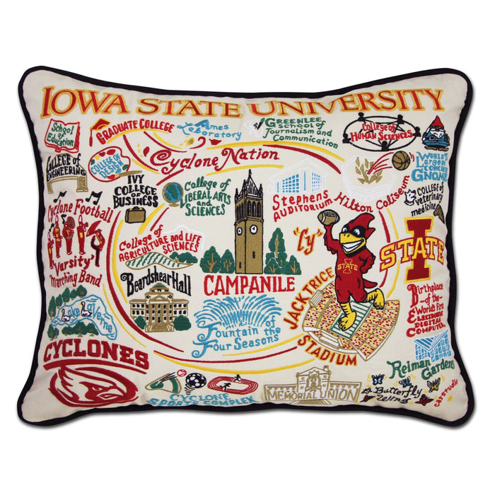 Iowa State University Hand-Embroidered Pillow