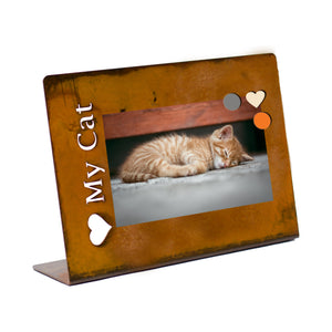Love My Cat Magnetic Frame – Easily show off your newest pics of your furry feline friend by using this unique patina magnetic frame example with sleepy cat photo