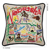 Nebraska Hand-Embroidered Pillow -  This original design celebrates the State of Nebraska - from Lincoln to Grand Island to Crescent Lake to Carhenge - to Omaha!