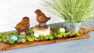Daisy Chick Sculpture – Little rustic tabletop chick sculpture is perfect for a touch of spring to your home decor displayed with Peep chick sculpture