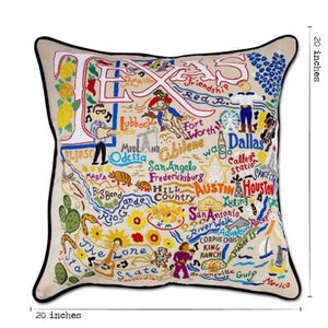 Texas Hand-Embroidered Pillow