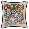 Washington Hand-Embroidered Pillow -  This original design celebrates the  Apple Capital of the World - Washington!