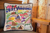 West Virginia Hand-Embroidered Pillow -  Mountaineers are always free! This original design celebrates the State of West Virginia!